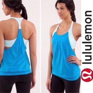 Lululemon Blue Two Tone No Limits Racerback Tank Bra Top Shirt